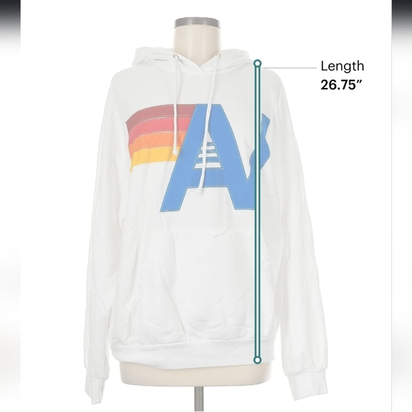 Aviator Nation NWT Logo Stitch Pullover Relaxed Hoodie Sweatshirt White Unisex M - Picture 8 of 9
